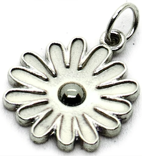 Dije de acero quirurgico margarita con argollita 15mm